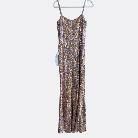 NWOT Dress The Population Giovanna Gown Size M Women's Gold Sequin Evening Gown - Picture 4 of 6